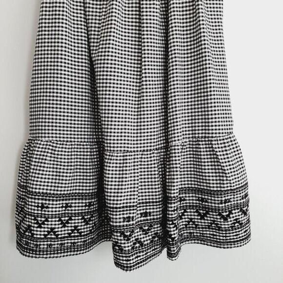 OLD NAVY | Tiered Gingham Swing Mini Dress w Pockets Babydoll Checkered B&W L P - Picture 5 of 16